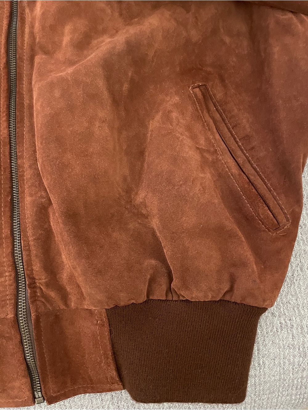 VTG 70’s Retro Rockland Leather Bomber Suede Brown - Large - Picture 6 of 9